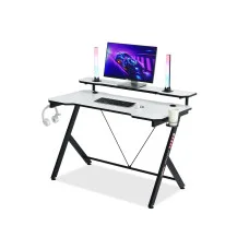 Gaming desk Rolv White-Carbon-Redline